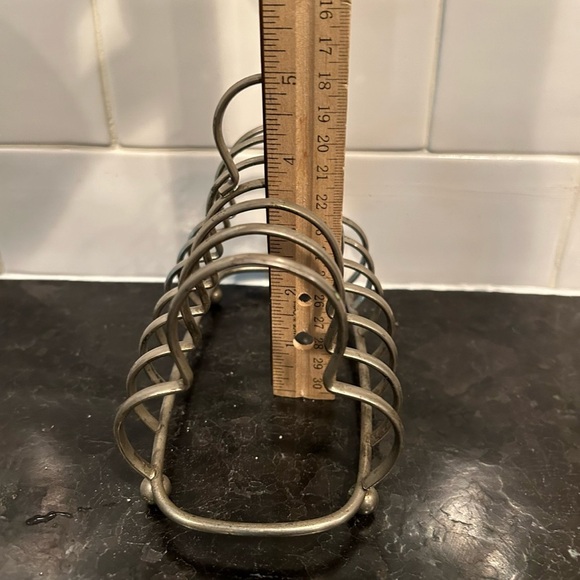 Antique Vintage French Silver Plate 6 Slice Toast Rack Letter Holder w/ Handle - Picture 11 of 11